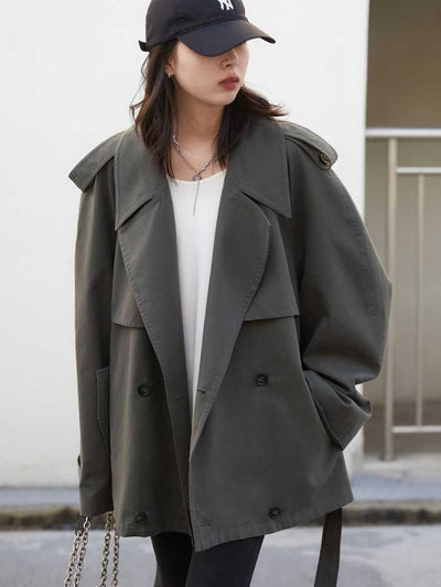 Abrigo Trench Oversize en Tencel con Doble Botonadura y Mangas Raglán - Image 6