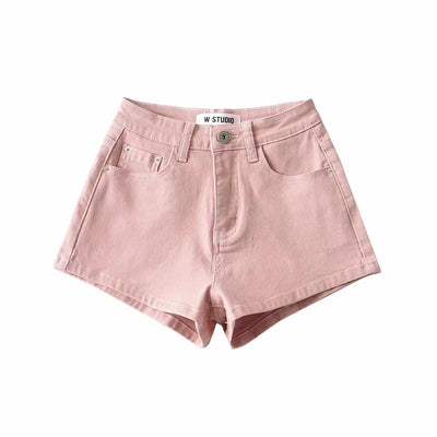 Shorts de Mezclilla Cintura Alta Básicos Elásticos con Textura Acanalada - Image 3