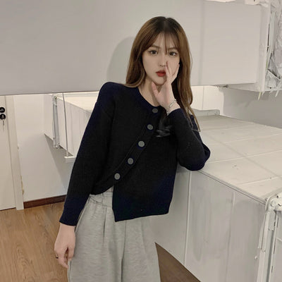 Cardigan Corto Irregular de Color Sólido para Mujer - Image 10