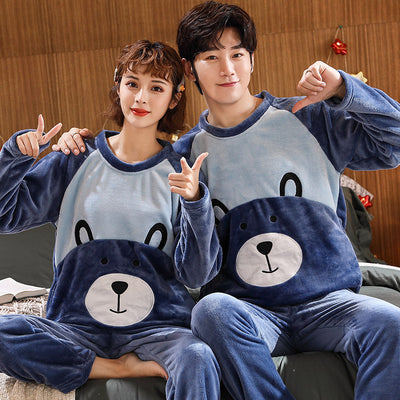Pijama de Pareja en Franela Gruesa y Terciopelo - Conjunto Abrigado para Casa - Image 8