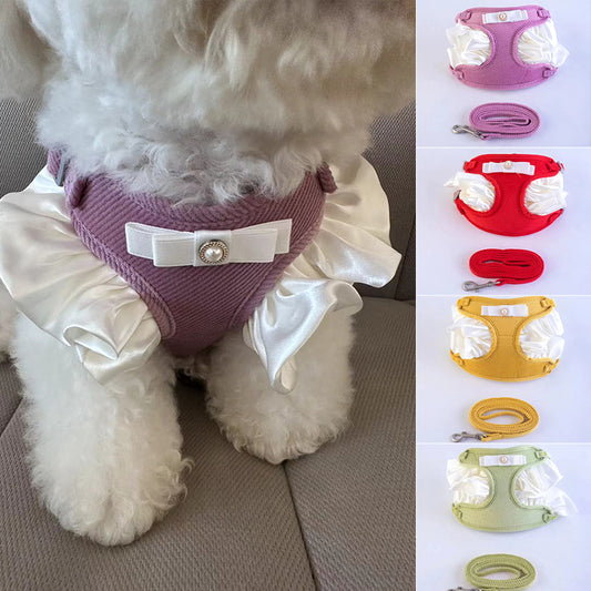 Correa para Mascota con Lazo de Encaje Crema