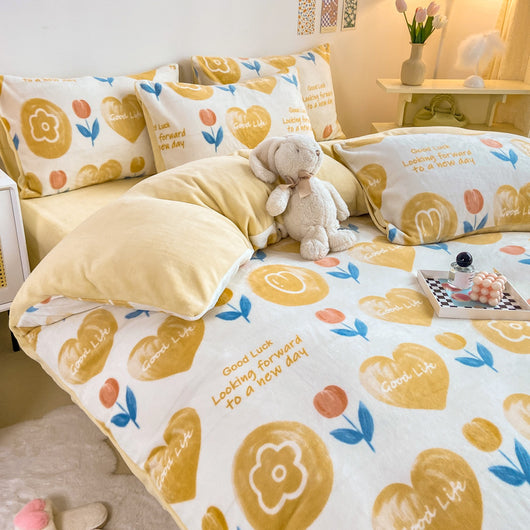 Juego de Cama Coral Franela Gruesa 4 Piezas con Forro de Leche - Image 15