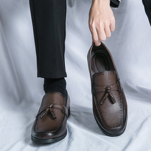 Mocasines de Cuero con Borla para Hombre - Zapatos Casuales Ejecutivos