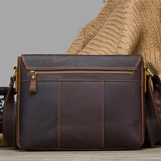 Bolsa Cruzada de Cuero Crazy Horse Estilo Retro para Hombre - Image 6
