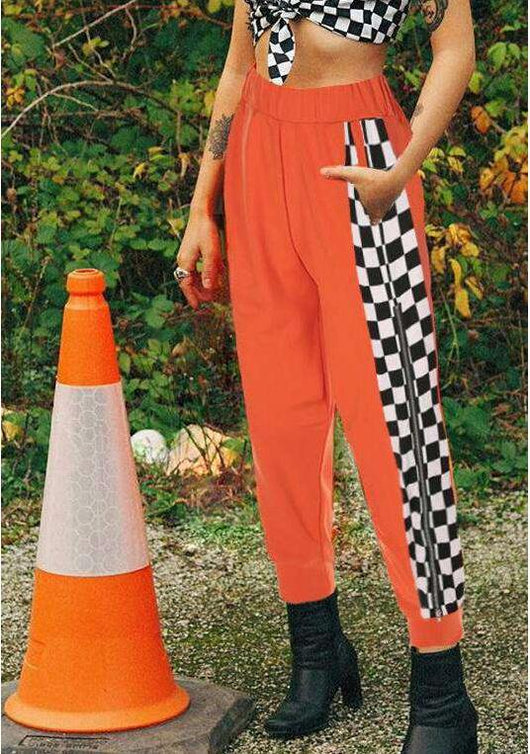 Pantalón de Chándal para Mujer con Diseño Cuadros Laterales y Cierre - Image 8