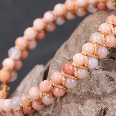 Pulsera de Meditación Doble Capa con Piedras Naturales Tejidas a Mano - Image 4