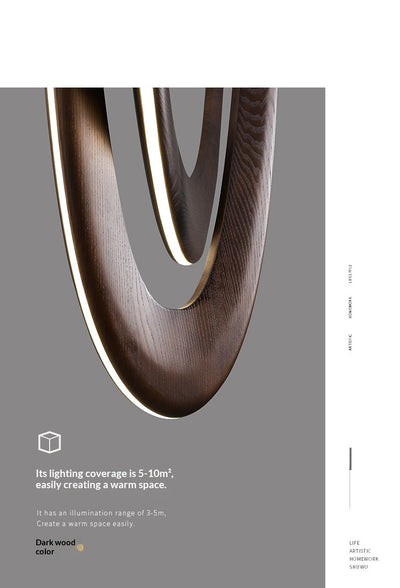 Lámpara de Techo Minimalista Moderna en Forma de U - Madera Maciza para Sala y Comedor - Image 14
