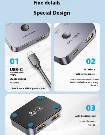 Divisor de Cable Aleación HD - Convertidor Bidireccional Audio y Video - Image 9