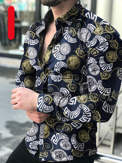 Camisa Casual Estampada de Manga Larga para Hombre - Image 9