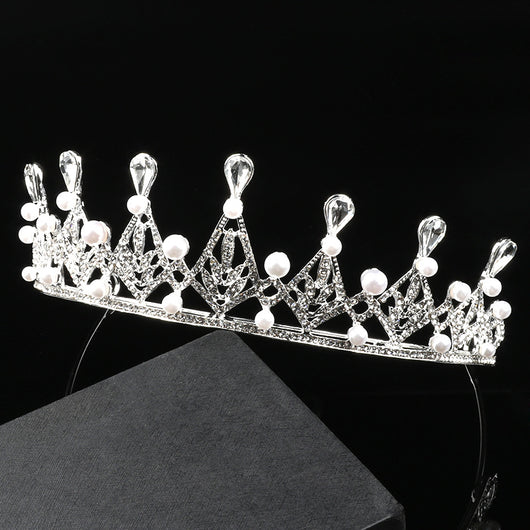 Corona de Perlas Imitación Atmosférica Novia Princesa Boda - Image 9