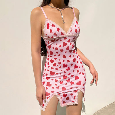 Vestido Suspenso con Estampado de Corazón Durazno Rejuvenecedor - Image 10