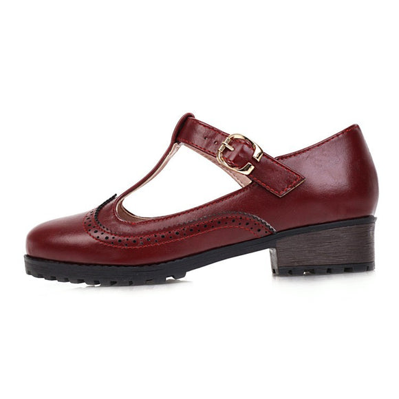 Zapatos Escolares Talla Grande para Mujer - Mocasines con Hebilla Primavera
