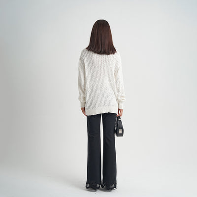 Pantalón Negro Cintura Alta con Cordón de Encaje para Mujer - Image 4