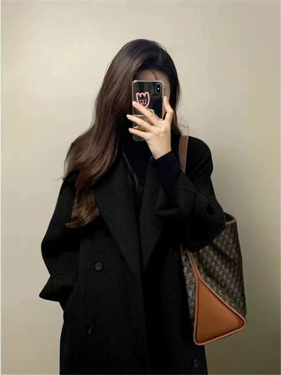Abrigo de Lana Engrosado Estilo Coreano Largo hasta la Rodilla para Mujer - Image 13
