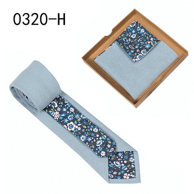 Corbata de Algodón con Estampado Floral y Pañuelo de Bolsillo - Image 18