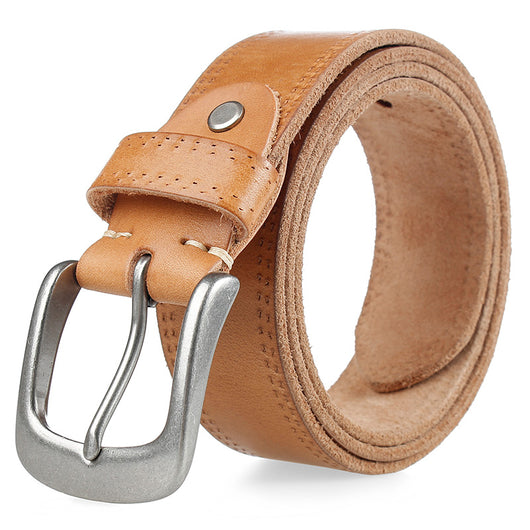 Cinturón de Cuero Curtido Vegetal Premium Unisex con Hebilla de Aleación - Image 4