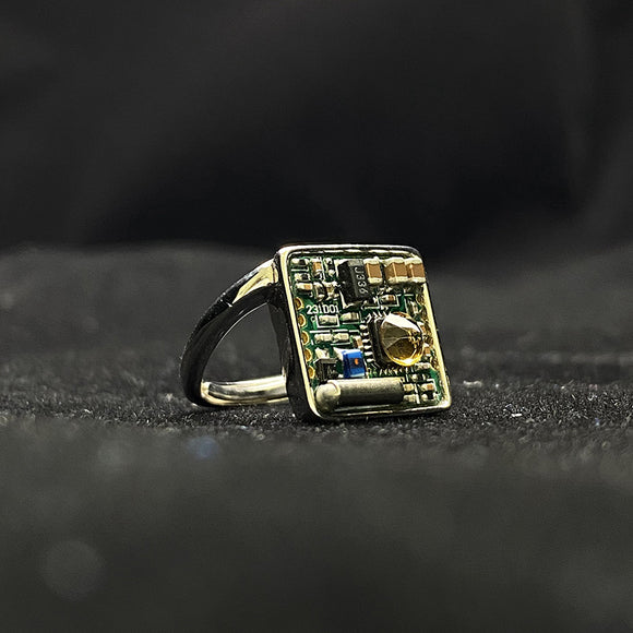 Anillo de Plata Esterlina Diseño Circuito Moderno