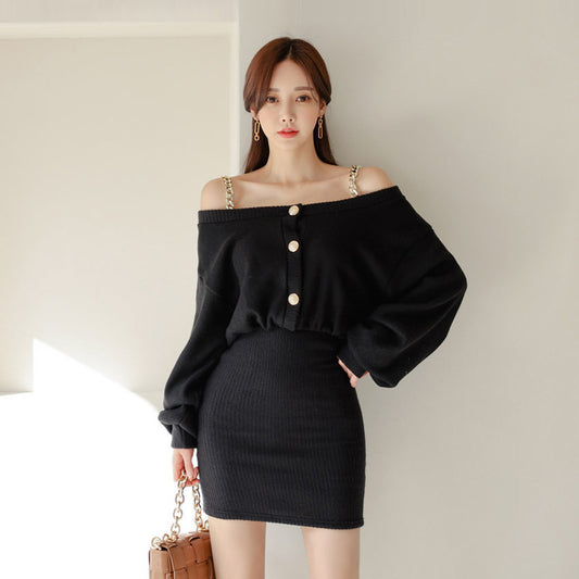 Vestido Suelto con Mangas Murciélago y Bolsa Lateral para Mujer