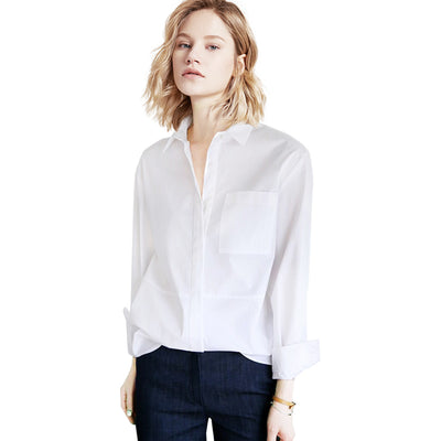 Camisa Blanca Suelta de Corte Profesional para Mujer - Image 4