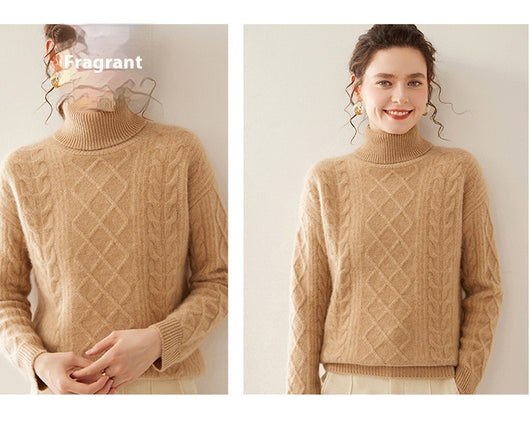 Suéter Cashmere Suelto con Cuello Alto - Tejido Grueso de Tres Capas - Image 15