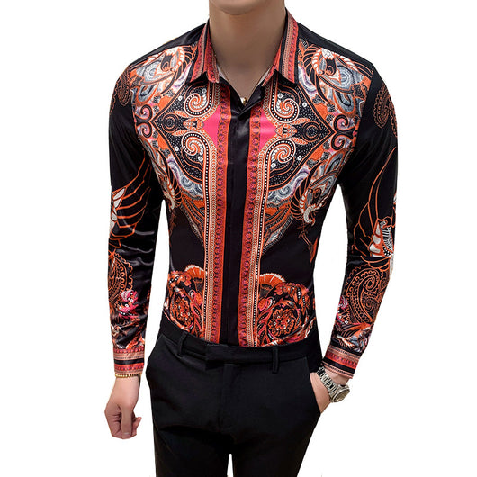 Camisa Baroque Slim Fit para Hombre - Diseño Party Estampado - Image 9