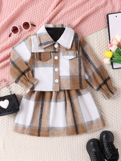 Conjunto de Dos Piezas: Vestido Cuello Alto a Cuadros con Chaqueta - Image 10