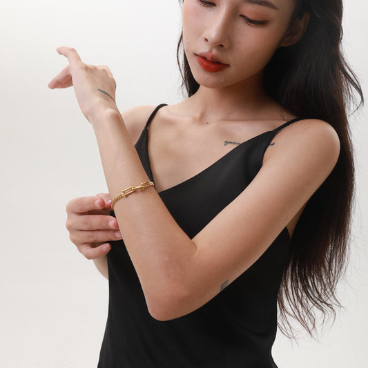 Pulsera de Cadena Cubana Hip Hop en Acero Titanio para Mujer - Image 2