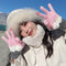 Guantes Tejidos de Invierno con Contraste de Colores y Forro Polar para Mujer