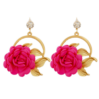 Aretes Colgantes de Tela Floral - Image 7