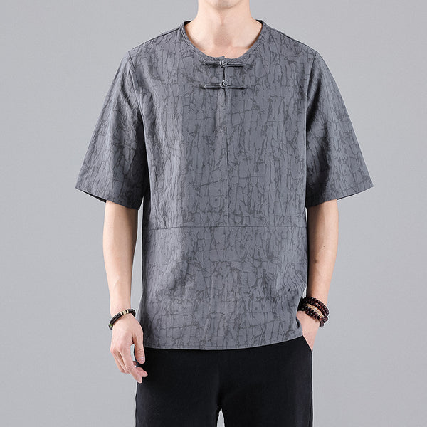 Camiseta Retro Jacquard Cuello Redondo para Hombre