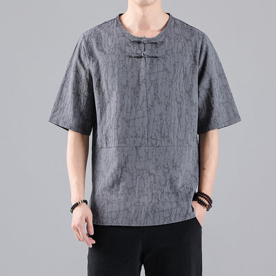 Camiseta Retro Jacquard Cuello Redondo para Hombre