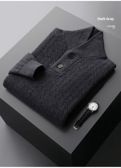 Suéter de Cuello Solapa en Cashmere Puro para Hombre - Invierno - Image 13