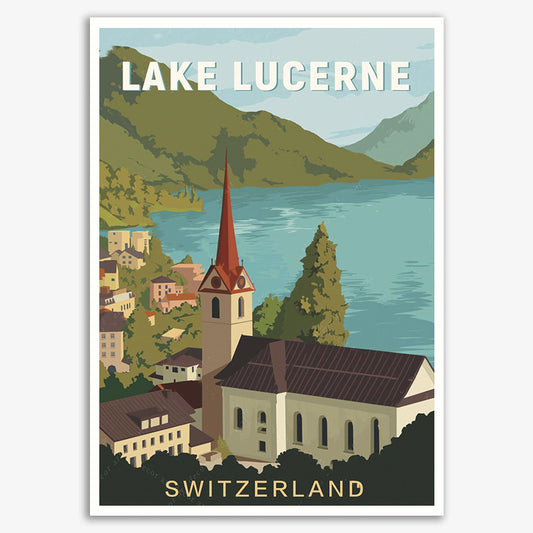 Cuadro Lienzo Póster Vintage Lago Lucerna Suiza - Image 2