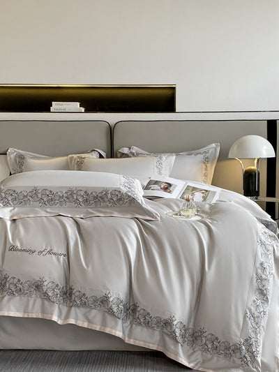 Juego de Cama 4 Piezas Algodón Pima 120 Hilos con Bordado Elegante - Image 9