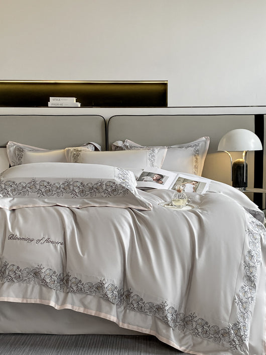 Juego de Cama 4 Piezas Algodón Pima 120 Hilos con Bordado Elegante - Image 9