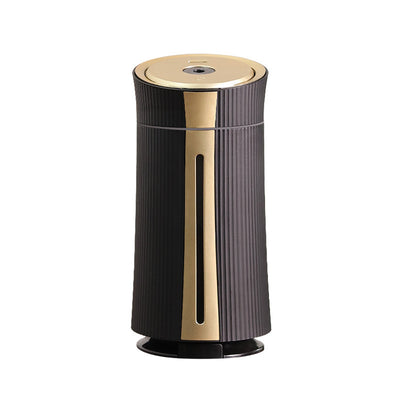 Black and purple columnar mini USB humidifier with ribbed texture and visible water level indicator. - Image 8