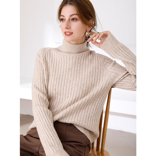 Suéter Cuello Alto Grueso Liso para Mujer
