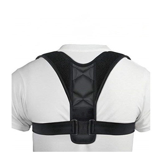 Black clavicle support correction belt worn on a person's back over a white t-shirt, designed for posture. - Image 8