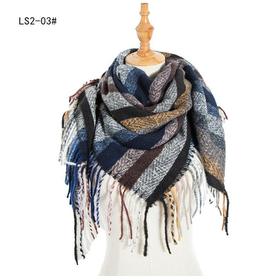 Pañuelo Cuadrado Rayado con Flecos para Mujer y Hombre - Image 29