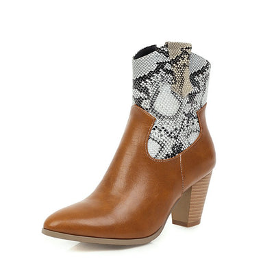Botas Cortas para Mujer con Estampado de Serpiente en Cuero - Image 3
