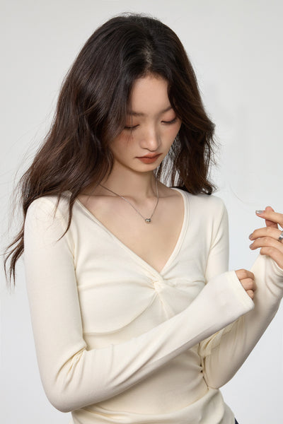 Blusa Elegante Escote Profundo con Nudo y Manga Larga - Image 10