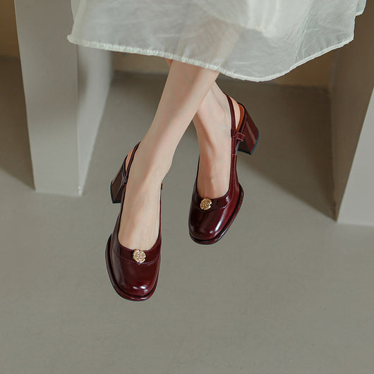 Sandalias Slingback con Tacón Grueso y Puntera Reforzada en Cuero - Image 14