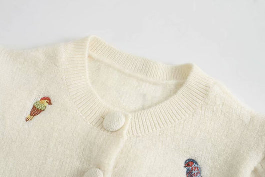 Cardigan Corto Tejido con Bordado para Otoño e Invierno - Image 3