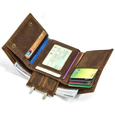 Billetera de Cuero Genuino para Hombre con Protección RFID y Cadena de Metal - Image 16
