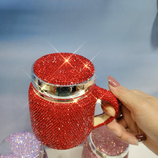 Taza de Oficina con Tapa y Cuchara Cerámica Diamante - Image 3