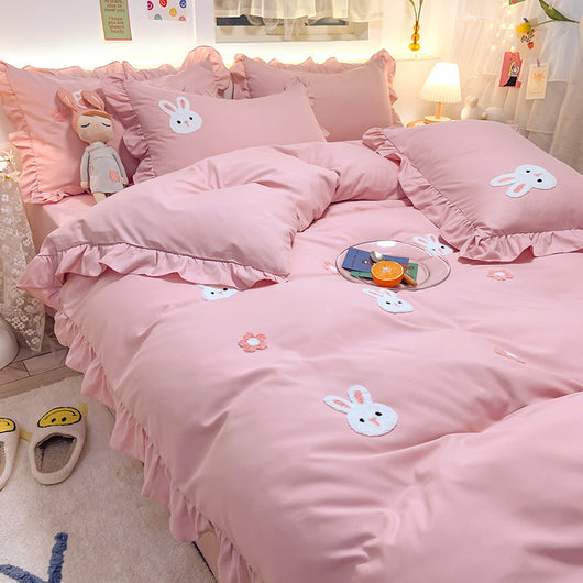 Juego de Cama Infantil 4 Piezas Estilo Princesa con Corazones - Image 6
