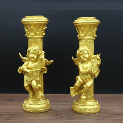 Set de 2 Candelabros Retro Ángel Cupido en Mármol - Image 8
