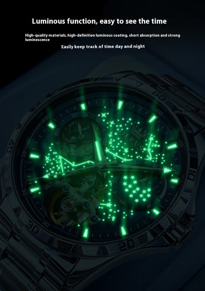 Reloj Mecánico Hueco Cielo Estrellado para Hombre Negocios Impermeable - Image 16