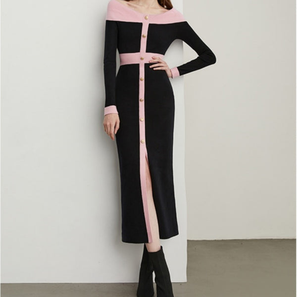 Falda Larga Tejida Slim Cintura Temperamento