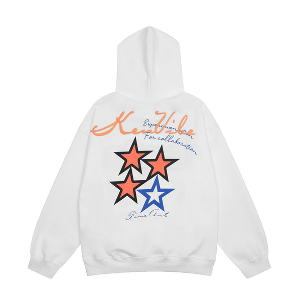 Sudadera Hoodie Suelta con Bordado de Diseño y Forro Polar para Hombre